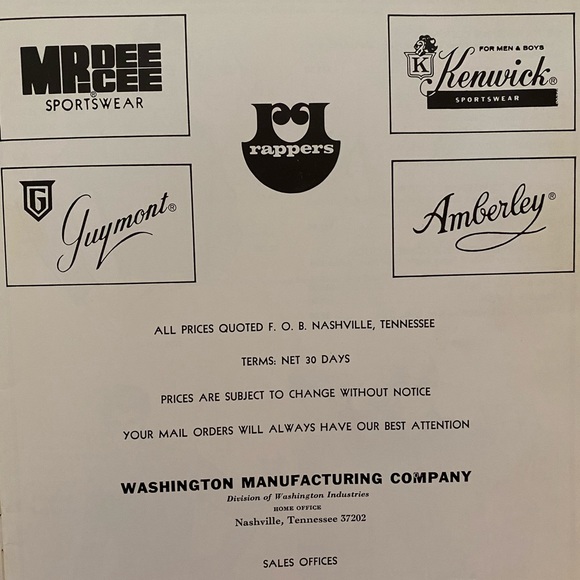 Vintage 1971 Mens Clothing Wholesale Catalog By Washington Manufacturing Co - Picture 2 of 12